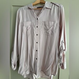 Black Tape_ Soft Pink Casual Button Down Shirt